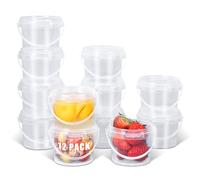 UMETASS Seau de rangement transparent avec couvercle, convient à un usage alimentaire, hermétique et anti-fuite, récipient en plastique solide, inodore et vide pour aliments (transparent, 0,3 l)