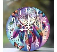 Umfarvt 14Pouces Horloge Murale Attrape-rêves Floraux, Horloge Murale Cuisine Silencieuse à Quartz sans Tic-tac, Batterie Operated, Pendule Murales Décorative pour Chambre Salon Café Bar