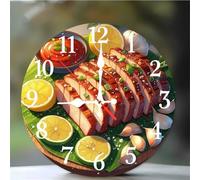 Umfarvt 16Pouces Horloge Murale Sauce Viande Citron, Horloge Murale Cuisine Silencieuse à Quartz sans Tic-tac, Batterie Operated, Pendule Murales Décorative pour Chambre Salon Café Bar