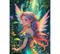 Umfarvt 5D Ailes de fée des bois Peinture Diamant pour Adulte DIY Square Art du Diamant Complet Kits 80x100cm,kit de Broderie Diamant Painting,Mural Décor Cadeau