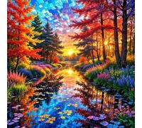 Umfarvt 5D Beautiful Villages Diamond Painting Kits for Adults Kids,DIY Square Full Drill diamond art painting kits,Canvas Embroidery Diamond Art Craft for Home Wall Decor 50x50cm