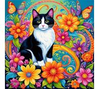 Umfarvt 5D Black Cat Diamond Painting Kits for Adults Kids,DIY Square Full Drill diamond art painting kits,Canvas Embroidery Diamond Art Craft for Home Wall Decor 30x30cm