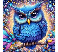 Umfarvt 5D Blue Owl Diamond Painting Kits for Adults Kids,DIY Square Full Drill diamond art painting kits,Canvas Embroidery Diamond Art Craft for Home Wall Decor 60x60cm