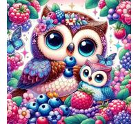 Umfarvt 5D Blueberry Owl Diamond Painting Kits for Adults Kids,DIY Round Full Drill diamond art painting kits,Canvas Embroidery Diamond Art Craft for Home Wall Decor 80x80cm
