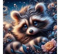 Umfarvt 5D Brown Raccoon Diamond Painting Kits for Adults Kids,DIY Round Full Drill diamond art painting kits,Canvas Embroidery Diamond Art Craft for Home Wall Decor 80x80cm