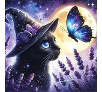 Umfarvt 5D Cat Butterfly Diamond Painting Kits for Adults Kids,DIY Square Full Drill diamond art painting kits,Canvas Embroidery Diamond Art Craft for Home Wall Decor 20x20cm