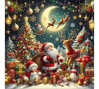 Umfarvt 5D Christmas Eve Diamond Painting Kits for Adults Kids,DIY Round Full Drill diamond art painting kits,Canvas Embroidery Diamond Art Craft for Home Wall Decor 80x80cm