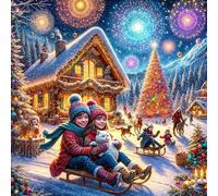 Umfarvt 5D Christmas Sleigh Diamond Painting Kits for Adults Kids,DIY Square Full Drill diamond art painting kits,Canvas Embroidery Diamond Art Craft for Home Wall Decor 50x50cm