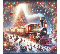 Umfarvt 5D Christmas Train Diamond Painting Kits for Adults Kids,DIY Square Full Drill diamond art painting kits,Canvas Embroidery Diamond Art Craft for Home Wall Decor 90x90cm