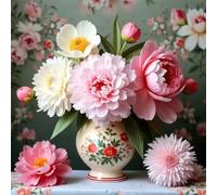 Umfarvt 5D Classic Peony Diamond Painting Kits for Adults Kids,DIY Round Full Drill diamond art painting kits,Canvas Embroidery Diamond Art Craft for Home Wall Decor 70x70cm