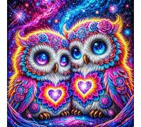 Umfarvt 5D Cosmic Owl Diamond Painting Kits for Adults Kids,DIY Round Full Drill diamond art painting kits,Canvas Embroidery Diamond Art Craft for Home Wall Decor 60x60cm