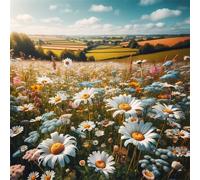 Umfarvt 5D Daisy Flower Diamond Painting Kits for Adults Kids,DIY Square Full Drill diamond art painting kits,Canvas Embroidery Diamond Art Craft for Home Wall Decor 20x20cm