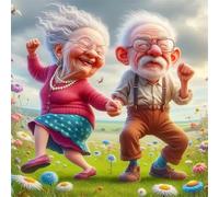 Umfarvt 5D Dancing Elderly Diamond Painting Kits for Adults Kids,DIY Square Full Drill diamond art painting kits,Canvas Embroidery Diamond Art Craft for Home Wall Decor 20x20cm