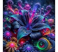 Umfarvt 5D Dark Flower Diamond Painting Kits for Adults Kids,DIY Round Full Drill diamond art painting kits,Canvas Embroidery Diamond Art Craft for Home Wall Decor 50x50cm