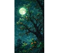 Umfarvt 5D Diamond Art Painting,Green Moon Tree Diamond Painting Kits for Adults,DIY Square Full Drill Canvas Embroidery Cross Stitch,Diamond Arts Crafts Painting Pictures for Home Wall Decor 30x70cm