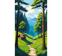 Umfarvt 5D Diamond Art Painting,House Mountains Diamond Painting Kits for Adults,DIY Round Full Drill Canvas Embroidery Cross Stitch,Diamond Arts Crafts Painting Pictures for Home Wall Decor 50x110cm