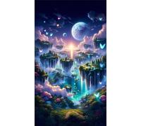 Umfarvt 5D Diamond Art Painting,Island Moon Diamond Painting Kits for Adults,DIY Square Full Drill Canvas Embroidery Cross Stitch,Diamond Arts Crafts Painting Pictures for Home Wall Decor 30x70cm