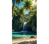 Umfarvt 5D Diamond Art Painting,Lake Palm Trees Diamond Painting Kits for Adults,DIY Round Full Drill Canvas Embroidery Cross Stitch,Diamond Arts Crafts Painting Pictures for Home Wall Decor 50x110cm