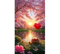 Umfarvt 5D Diamond Art Painting,Love Flower Diamond Painting Kits for Adults,DIY Round Full Drill Canvas Embroidery Cross Stitch,Diamond Arts Crafts Painting Pictures for Home Wall Decor 100x210cm