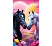 Umfarvt 5D Diamond Art Painting,Love Horse Diamond Painting Kits for Adults,DIY Square Full Drill Canvas Embroidery Cross Stitch,Diamond Arts Crafts Painting Pictures for Home Wall Decor 20x50cm