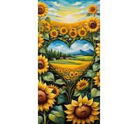 Umfarvt 5D Diamond Art Painting,Love Sunflower Diamond Painting Kits for Adults,DIY Square Full Drill Canvas Embroidery Cross Stitch,Diamond Arts Crafts Painting Pictures for Home Wall Decor 90x190cm
