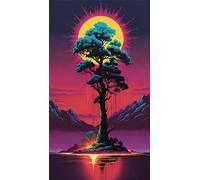 Umfarvt 5D Diamond Art Painting,Moon Blue Tree Diamond Painting Kits for Adults,DIY Round Full Drill Canvas Embroidery Cross Stitch,Diamond Arts Crafts Painting Pictures for Home Wall Decor 30x70cm