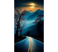 Umfarvt 5D Diamond Art Painting,Mountains Moon Diamond Painting Kits for Adults,DIY Square Full Drill Canvas Embroidery Cross Stitch,Diamond Arts Crafts Painting Pictures for Home Wall Decor 80x170cm