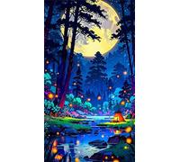 Umfarvt 5D Diamond Art Painting,Night Moon Diamond Painting Kits for Adults,DIY Round Full Drill Canvas Embroidery Cross Stitch,Diamond Arts Crafts Painting Pictures for Home Wall Decor 40x90cm