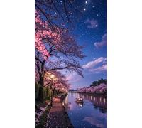 Umfarvt 5D Diamond Art Painting,Night Path Lake Diamond Painting Kits for Adults,DIY Square Full Drill Canvas Embroidery Cross Stitch,Diamond Arts Crafts Painting Pictures for Home Wall Decor 30x70cm