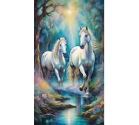 Umfarvt 5D Diamond Painting,Horse Creek Diamond Painting Kit Complet pour Adulte,DIY Square Drill Cristal Strass Broderie Point de Croix Peinture Diamant pour Décoration Intérieur 70x150cm