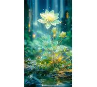 Umfarvt 5D Diamond Painting,Jungle de lotus Diamond Painting Kit Complet pour Adulte,DIY Square Drill Cristal Strass Broderie Point de Croix Peinture Diamant pour Décoration Intérieur 30x70cm