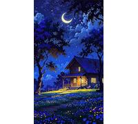 Umfarvt 5D Diamond Painting,Maison Ciel étoilé Diamond Painting Kit Complet pour Adulte,DIY Square Drill Cristal Strass Broderie Point de Croix Peinture Diamant pour Décoration Intérieur 70x150cm