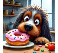 Umfarvt 5D Donut Dog Diamond Painting Kits for Adults Kids,DIY Round Full Drill diamond art painting kits,Canvas Embroidery Diamond Art Craft for Home Wall Decor 80x80cm