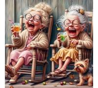Umfarvt 5D Elderly Happy Diamond Painting Kits for Adults Kids,DIY Round Full Drill Diamond Art Painting Kits,Canvas Embroidery Diamond Art Craft for Home Wall Decor 30x30cm