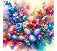 Umfarvt 5D Flower Colorful Egg Diamond Painting Kits for Adults Kids,DIY Round Full Drill diamond art painting kits,Canvas Embroidery Diamond Art Craft for Home Wall Decor 80x80cm
