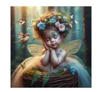 Umfarvt 5D Flower Cute Girl Diamond Painting Kits for Adults Kids,DIY Square Full Drill diamond art painting kits,Canvas Embroidery Diamond Art Craft for Home Wall Decor 90x90cm