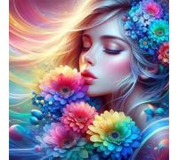 Umfarvt 5D Girl Kiss Flowers Diamond Painting Kits for Adults Kids,DIY Square Full Drill diamond art painting kits,Canvas Embroidery Diamond Art Craft for Home Wall Decor 100x100cm