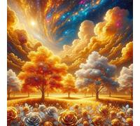 Umfarvt 5D Golden Rose Tree Diamond Painting Kits for Adults Kids,DIY Round Full Drill diamond art painting kits,Canvas Embroidery Diamond Art Craft for Home Wall Decor 70x70cm