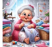 Umfarvt 5D Grandma Embroidery Diamond Painting Kits for Adults Kids,DIY Square Full Drill diamond art painting kits,Canvas Embroidery Diamond Art Craft for Home Wall Decor 40x40cm