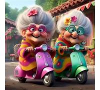 Umfarvt 5D Granny Motorcycle Diamond Painting Kits for Adults Kids,DIY Square Full Drill diamond art painting kits,Canvas Embroidery Diamond Art Craft for Home Wall Decor 30x30cm