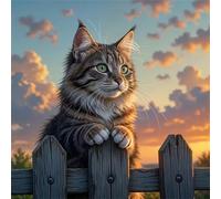 Umfarvt 5D Gray Cat Sunlight Diamond Painting Kits for Adults Kids,DIY Round Full Drill diamond art painting kits,Canvas Embroidery Diamond Art Craft for Home Wall Decor 20x20cm