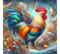 Umfarvt 5D Handsome Rooster Diamond Painting Kits for Adults Kids,DIY Square Full Drill diamond art painting kits,Canvas Embroidery Diamond Art Craft for Home Wall Decor 60x60cm