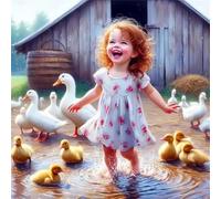 Umfarvt 5D Happy Farm Girl Diamond Painting Kits for Adults Kids,DIY Round Full Drill diamond art painting kits,Canvas Embroidery Diamond Art Craft for Home Wall Decor 40x40cm