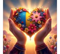 Umfarvt 5D Heart In Hand Diamond Painting Kits for Adults Kids,DIY Round Full Drill diamond art painting kits,Canvas Embroidery Diamond Art Craft for Home Wall Decor 70x70cm