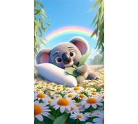 Umfarvt 5D Koala Daisy Diamond Painting Kit pour Adulte,DIY Round Drill Broderie Diamant Art Painting Kit Complet,Strass Point de Croix Diamant Painting Kit Artisanat pour Murale Décoration 30x70cm