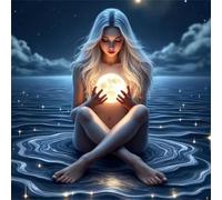Umfarvt 5D Moon Sea Girl Diamond Painting Kits for Adults Kids,DIY Round Full Drill diamond art painting kits,Canvas Embroidery Diamond Art Craft for Home Wall Decor 20x20cm