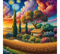 Umfarvt 5D Orchard Farm Diamond Painting Kits for Adults Kids,DIY Round Full Drill diamond art painting kits,Canvas Embroidery Diamond Art Craft for Home Wall Decor 30x30cm