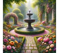 Umfarvt 5D Park Fountain Diamond Painting Kits for Adults Kids,DIY Square Full Drill diamond art painting kits,Canvas Embroidery Diamond Art Craft for Home Wall Decor 40x40cm