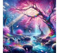 Umfarvt 5D Pebble Falls Diamond Painting Kits for Adults Kids,DIY Round Full Drill diamond art painting kits,Canvas Embroidery Diamond Art Craft for Home Wall Decor 50x50cm