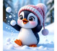 Umfarvt 5D Penguins Winter Diamond Painting Kits for Adults Kids,DIY Round Full Drill diamond art painting kits,Canvas Embroidery Diamond Art Craft for Home Wall Decor 40x40cm